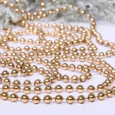Бусы на елку 2,7м «Шарик» d-6мм, шампань (pvc коробка)