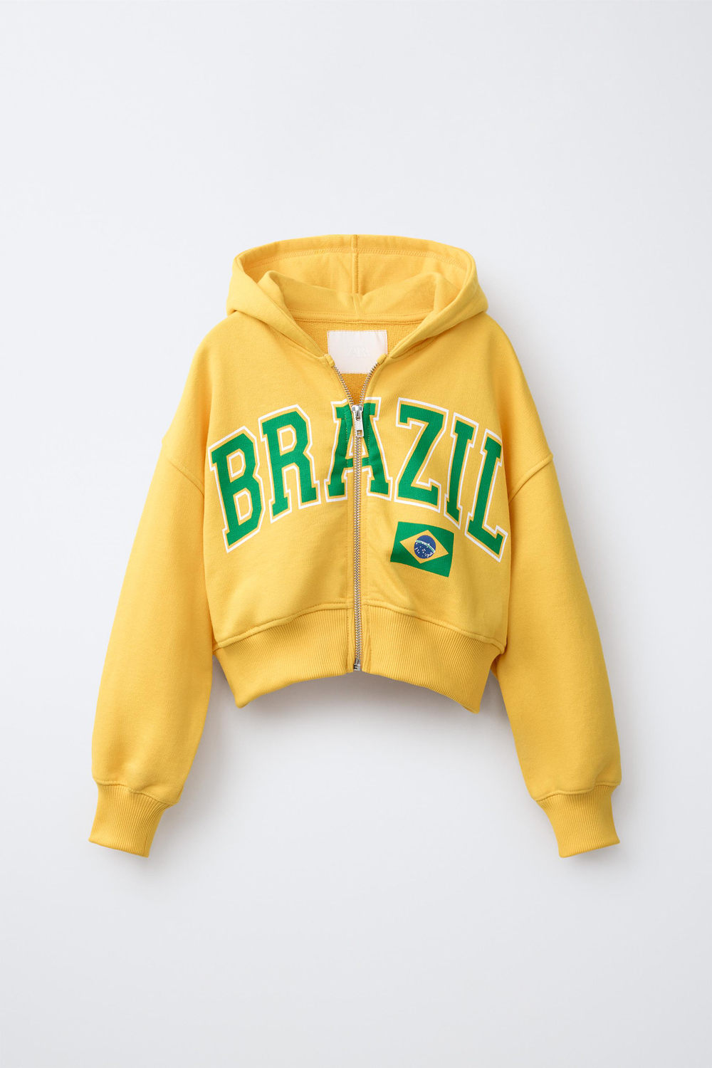 ZARA УКОРОЧЕННАЯ ТОЛСТОВКА BRASIL, ЖЕЛТЫЙ