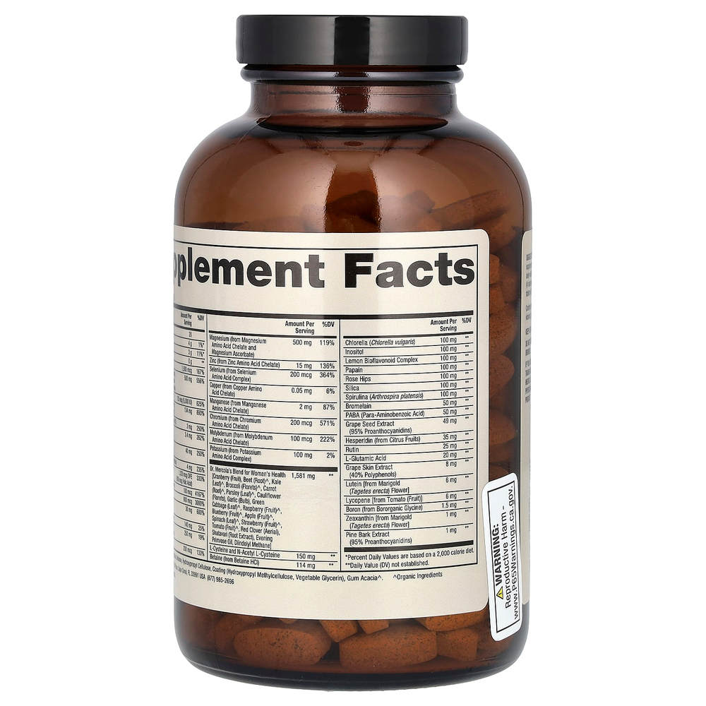 Dr. Mercola, комплекс из цельных продуктов с мультивитаминами и необходимыми минералами, для женщин, 240 таблеток