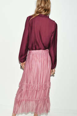 ZARA ЮБКА МИДИ С ВОЛАНАМИ, МАРСАЛА