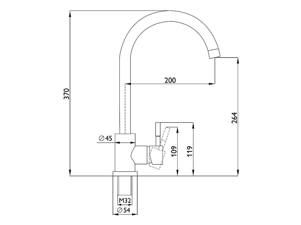 Смеситель для кухни 370/200 1Р