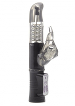 Чёрный вибратор Elephant со слоником для клиторальной стимуляции - 23 см. (Цвет: черный)