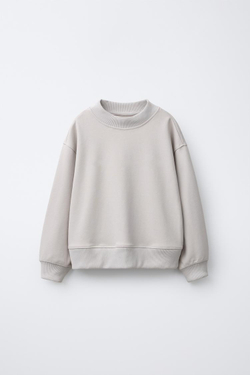 ZARA КОМПЛЕКТ ИЗ ТОЛСТОВКИ И БРЮК WIDE LEG ИЗ ТКАНИ ИНТЕРЛОК, ЦВЕТ ЛЬДА