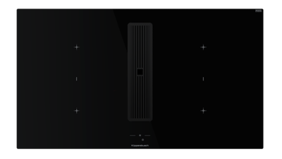 Индукционная варочная поверхность с вытяжкой Kuppersbusch с ручками из нержавеющей стали KMI 9850.1 SR-E Black Velvet