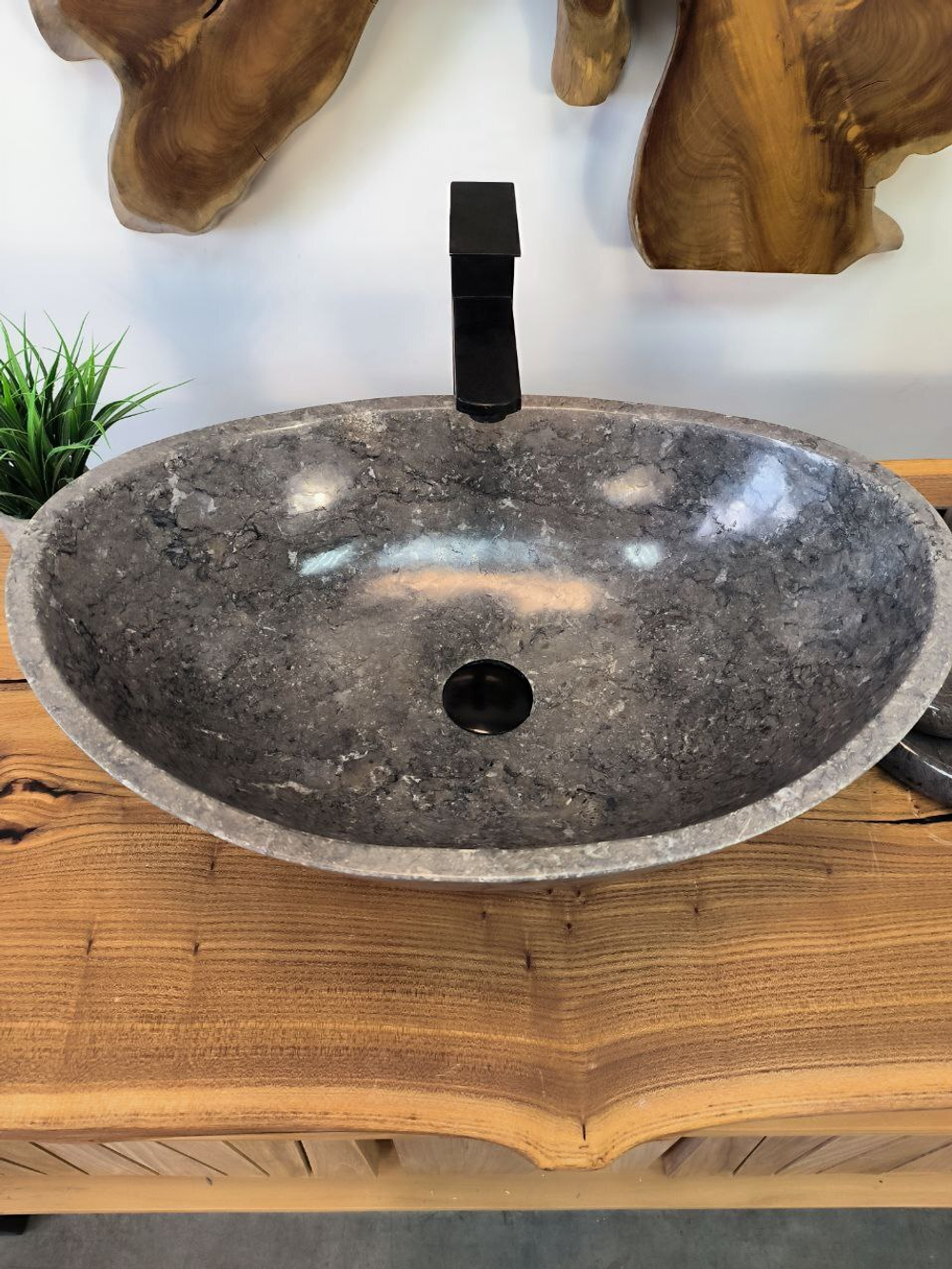Раковина из мрамора Oval Grey OM-65715  (55*38*19) из натурального камня