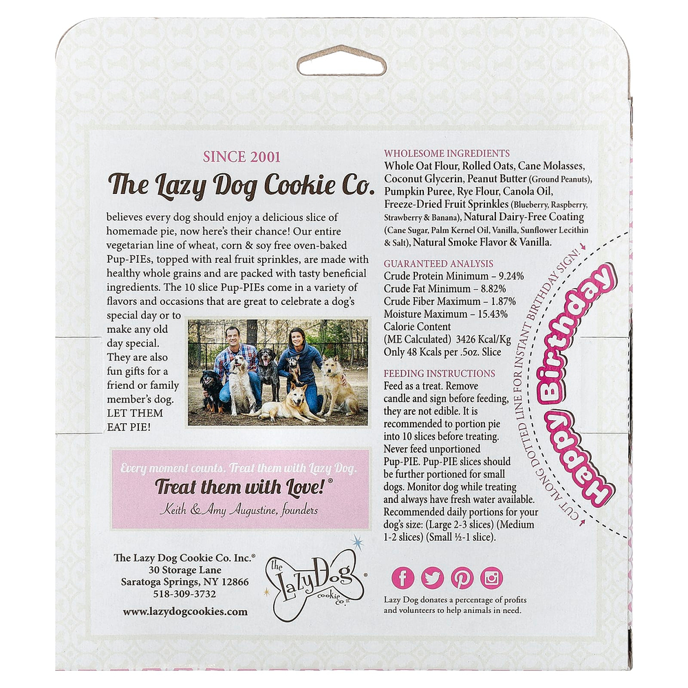 Lazy Dog Cookie, Pup-Pie®, лакомство для собак, с Днем рождения для любимой тренировки, 142 г (5 унций)