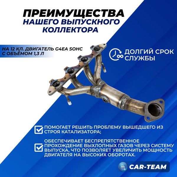 Вставка вместо штатного катализатора Hyundai Getz "Stinger" 4-1 с объемом двигателя 1.3 (G4EA)