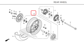 42650-K26-B00ZD. WHEEL SUB ASSY., RR. *NHA40M*. Rear wheel Honda Monkey125 (Z125)