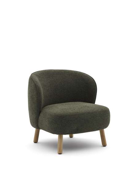 Кресло Ulit из зеленого шенилла с ножками из светлого бука