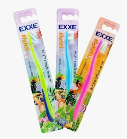 EXXE детская серия Джунгли Зубная щетка 6-12 лет (мягкая), 1 штука