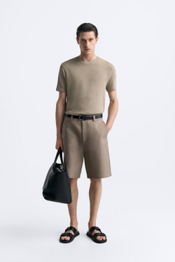 ZARA ХЛОПКОВАЯ ФУТБОЛКА, СВЕТЛЫЙ РЫЖЕВАТО-КОРИЧНЕВЫЙ