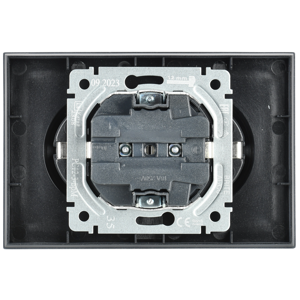 BRITE Розетка 2-местная с заземлением без защитных шторок 16А в сборе РС12-3-БрМ маренго IEK