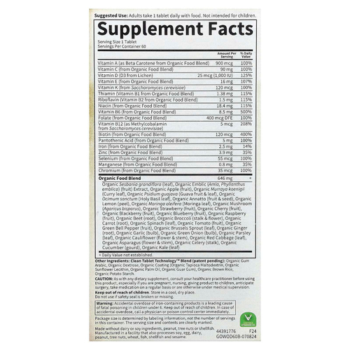 Garden of Life, Organics, для женщин, один раз в день, 60 веганских таблеток