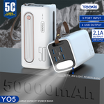 Power Bank YOOKIE YO5 4 Ports Fast Charging With Flashlight (50000mah)