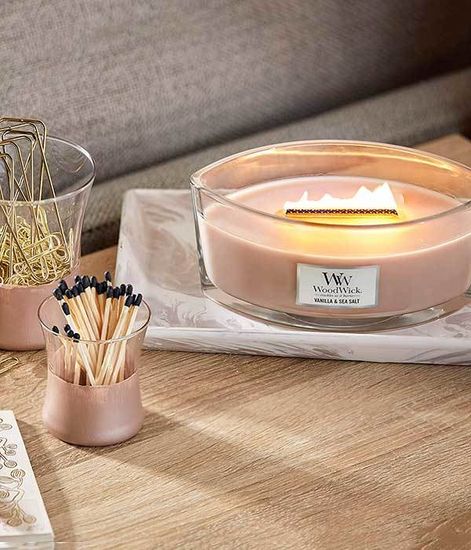 Ваниль и морская соль, ароматическая свеча эллипс, WoodWick