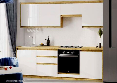 Кухонный гарнитур Белый глянец 2,4 метра в стиле Модерн