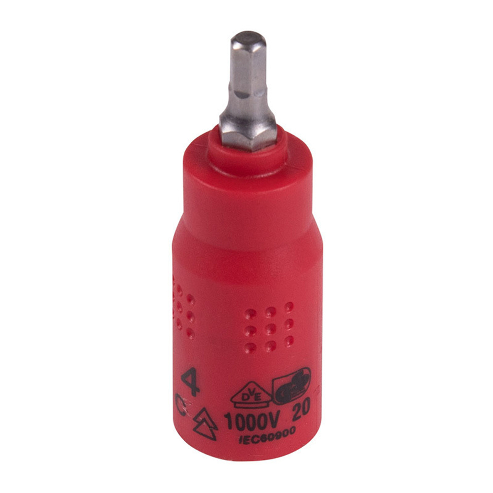 KING TONY (2035VE04) Насадка (бита) торцевая диэлектрическая 1/4", HEX, 4 мм, L = 54 мм