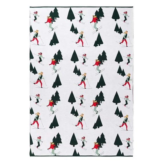 Плед из хлопка с новогодним рисунком let's ski из коллекции new year essential, 130x180 см