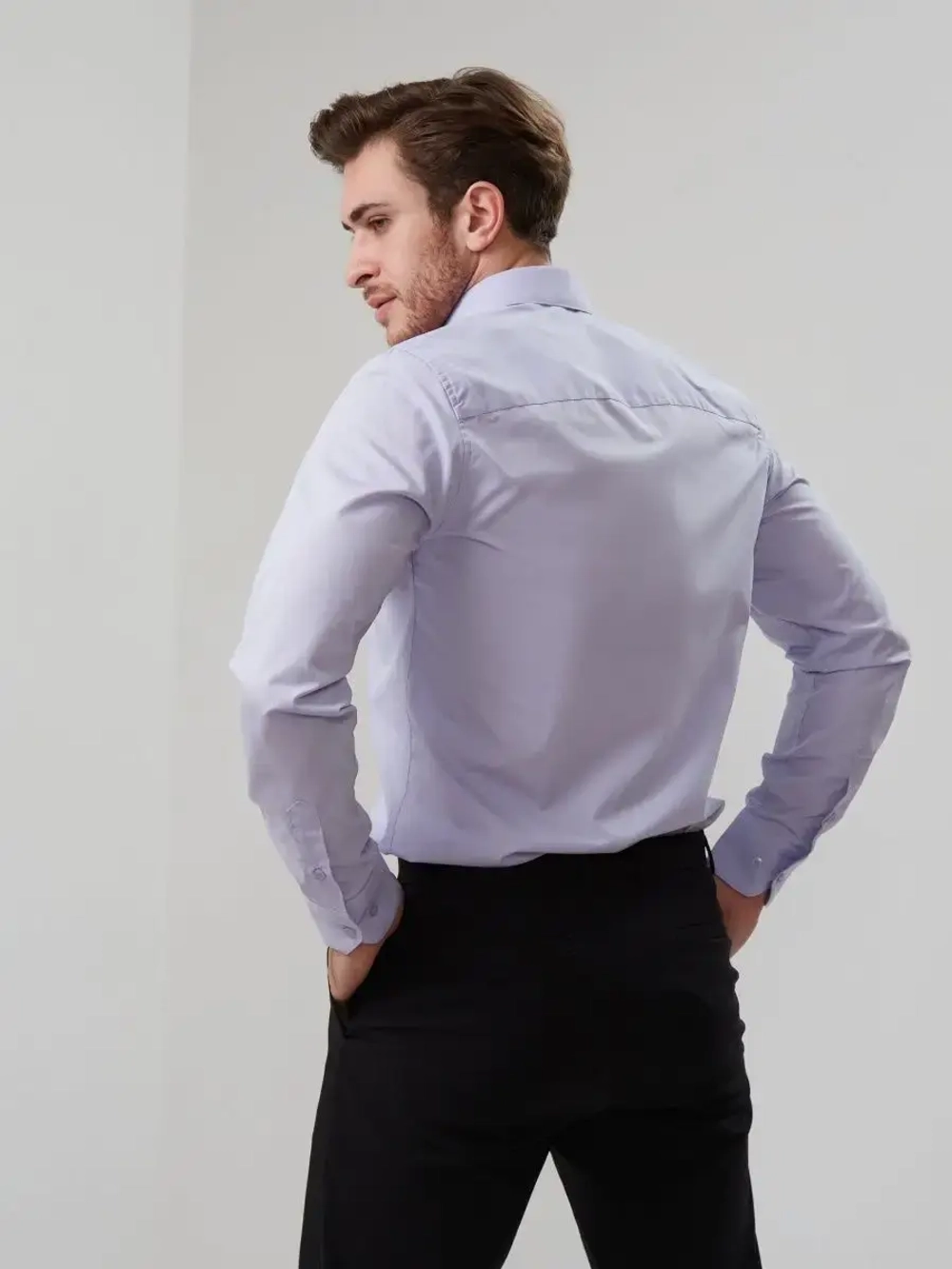 Рубашка приталенная SLIM FIT с длинным рукавом, лавандовая