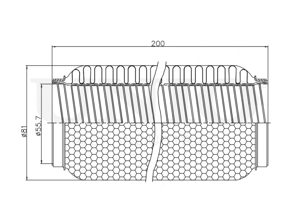 Гофра глушителя 55x200 мм WireFlex UNIO EXP-55200W