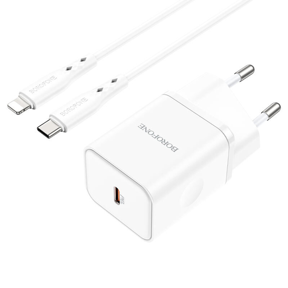 Сетевой адаптер питания BOROFONE BN6 PD 20W + кабель Type-C - Lightning (белый)