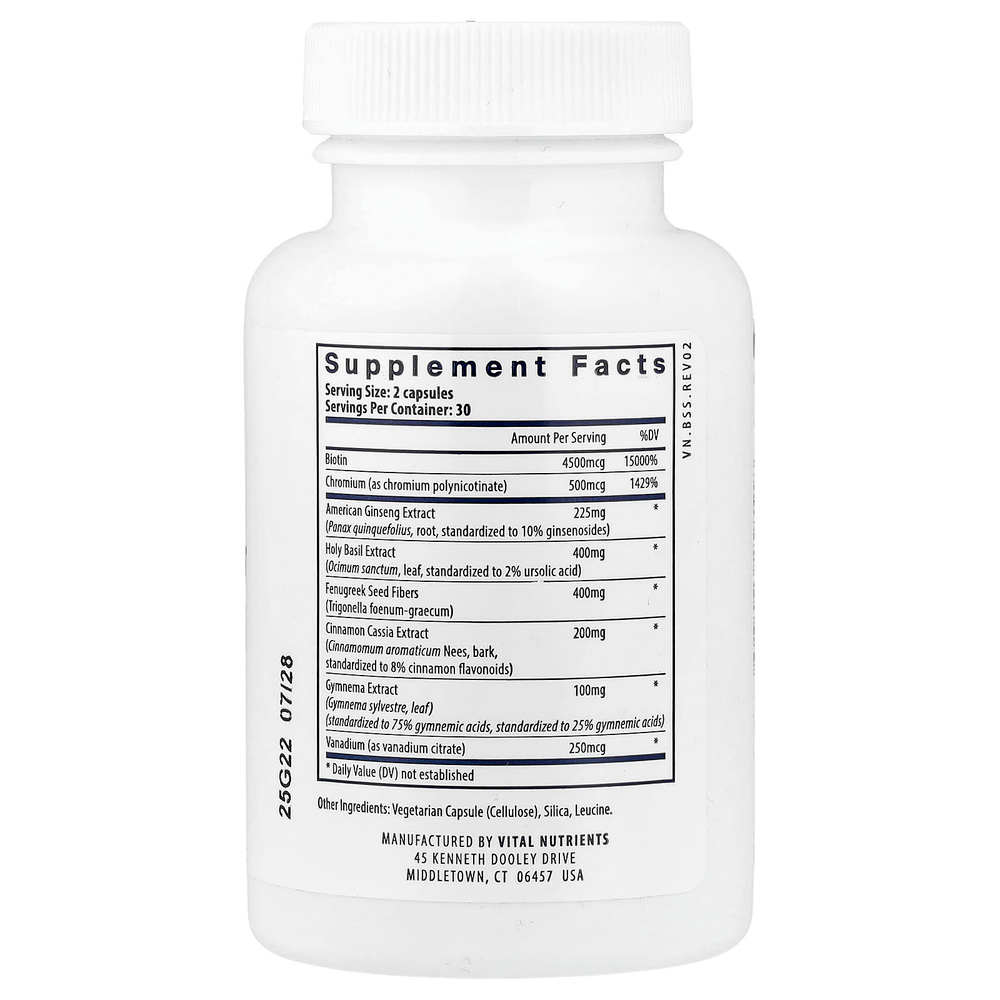 Vital Nutrients, добавка для поддержания уровня сахара в крови, 60 веганских капсул