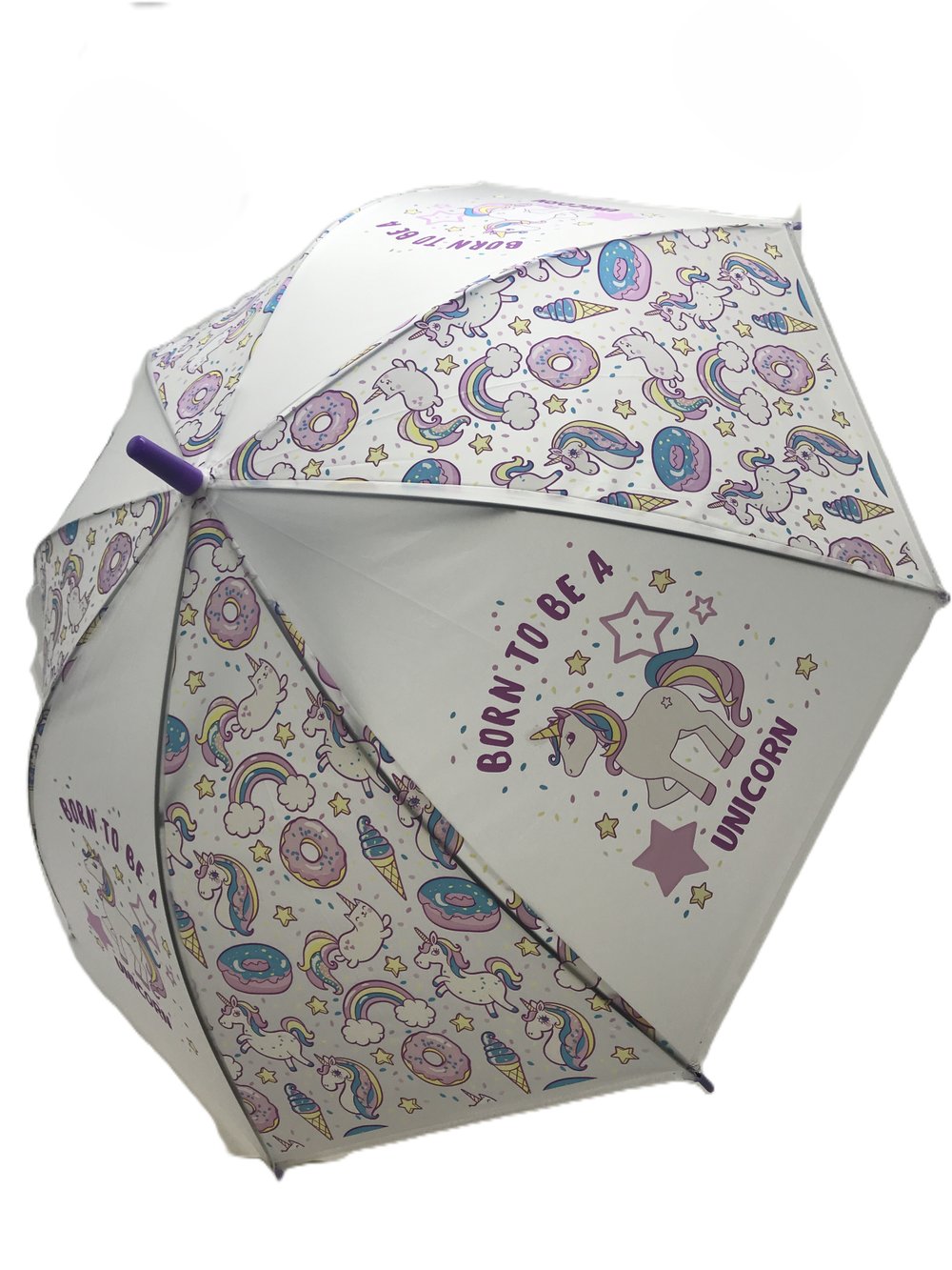 Зонт детский с рисунком Единорожки фиолетовый