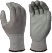 Перчатки 13G серая полиэстеровая подкладка, серое PU покрытие
