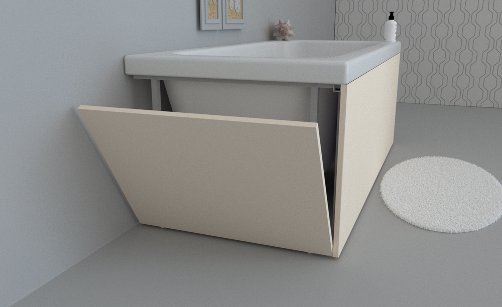 Экран для ванны торцевой откидной левый TE-2L-202 ваниль матовый soft touch