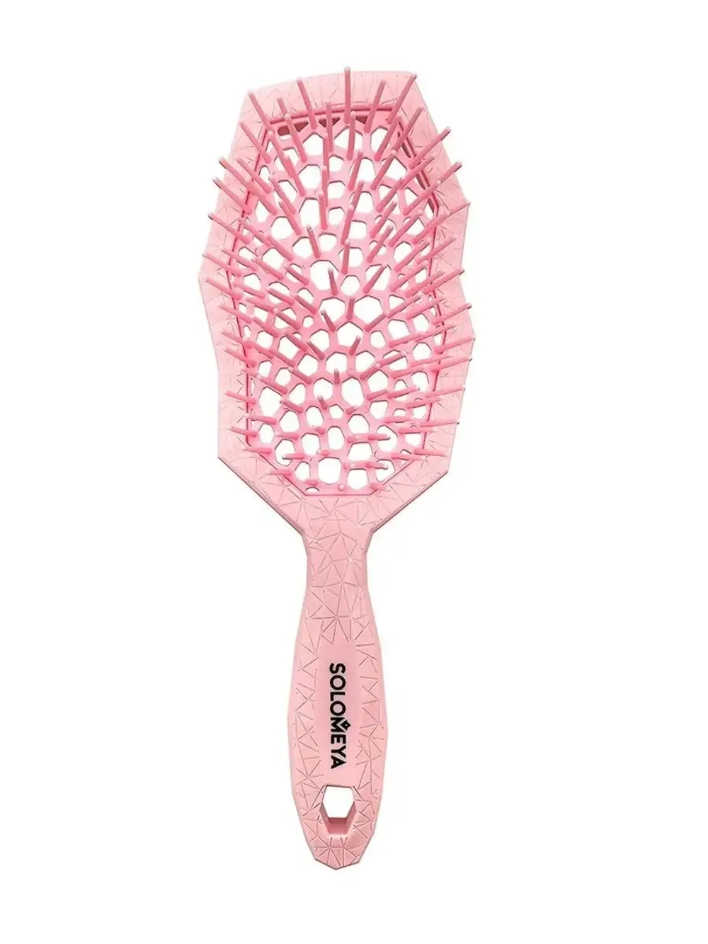 [Solomeya] Массажная расческа для сухих и влажных волос с широкими зубьями РОЗОВАЯ Wide Teeth Air Cushion Brush For Wet&Dry Hair, 1шт