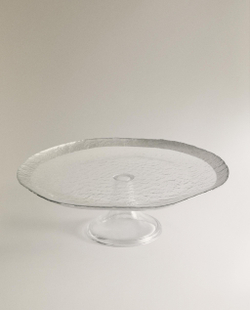 Zara Home блюдо сервировочное из стекла, цвет серебристый, 33 см