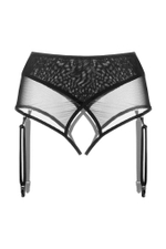 Эротические трусики-пояс для чулок Waname с высокой посадкой черные (50-52)