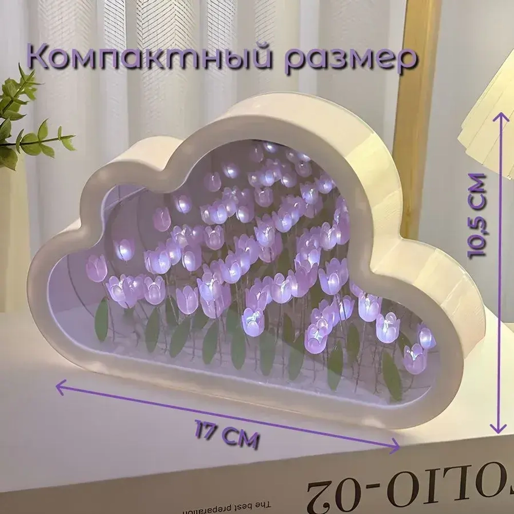 Ночник светильник облако с тюльпанами собери сам / DIY
