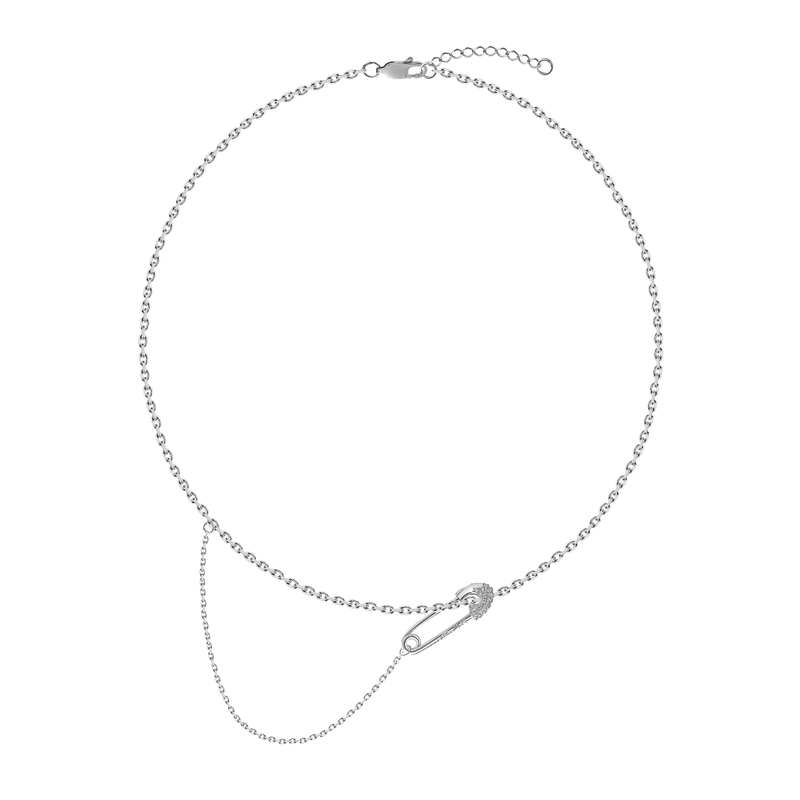 Колье с Кристальной Булавкой – Серебро