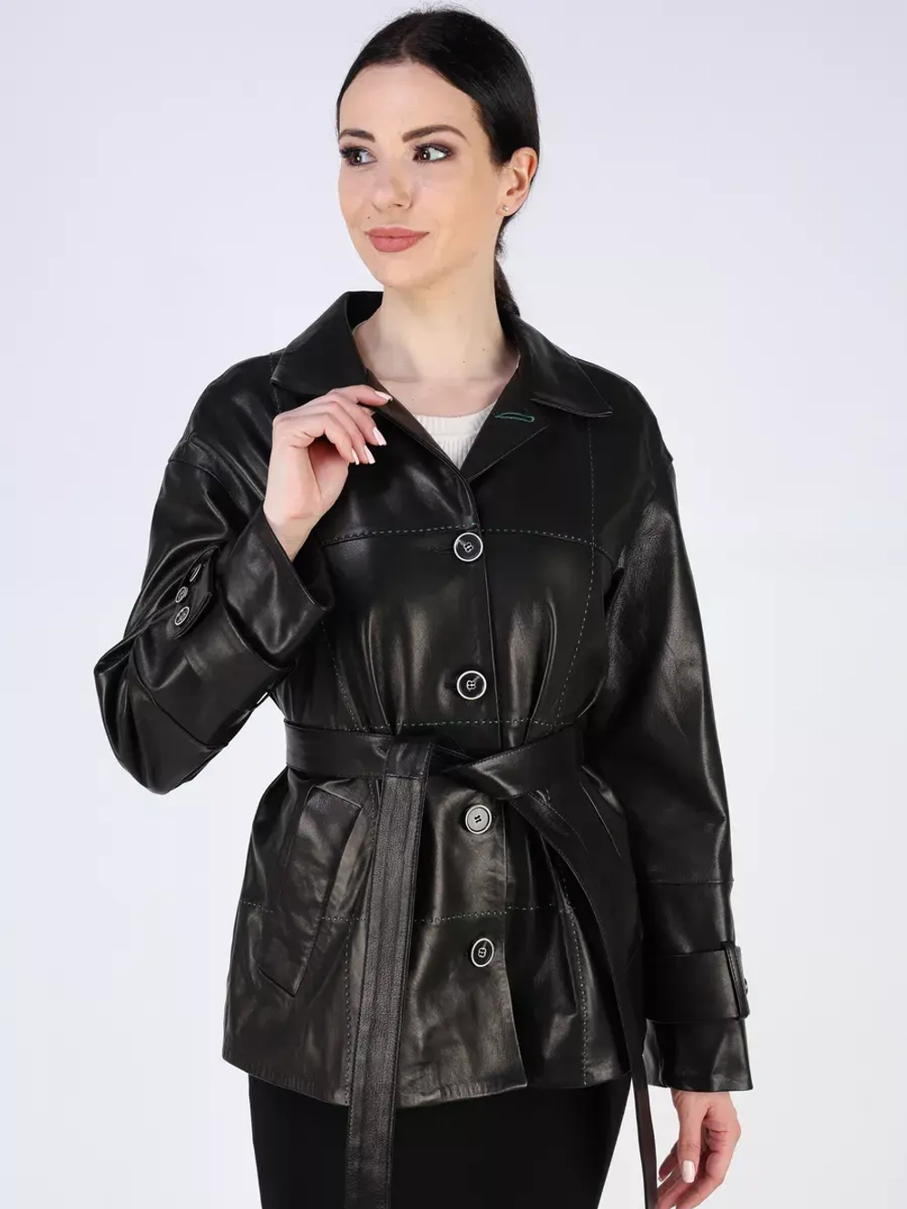 Кожаная куртка демисезонная рубашка