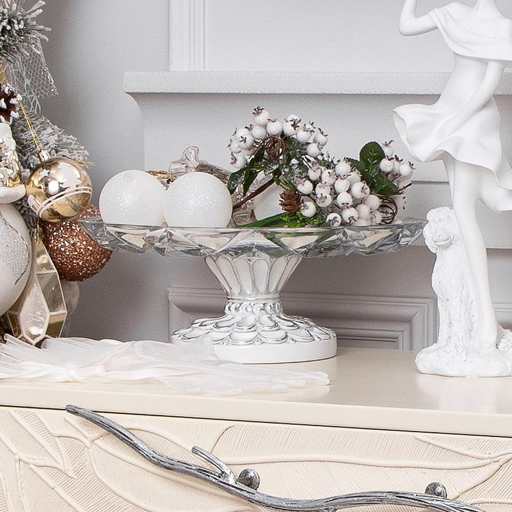 Фруктовница Классика Белая с чашей из стекла