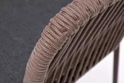 "Лион" стул плетеный из роупа, каркас из стали коричневый (RAL8016) муар, роуп коричневый круглый, ткань темно-серая 027