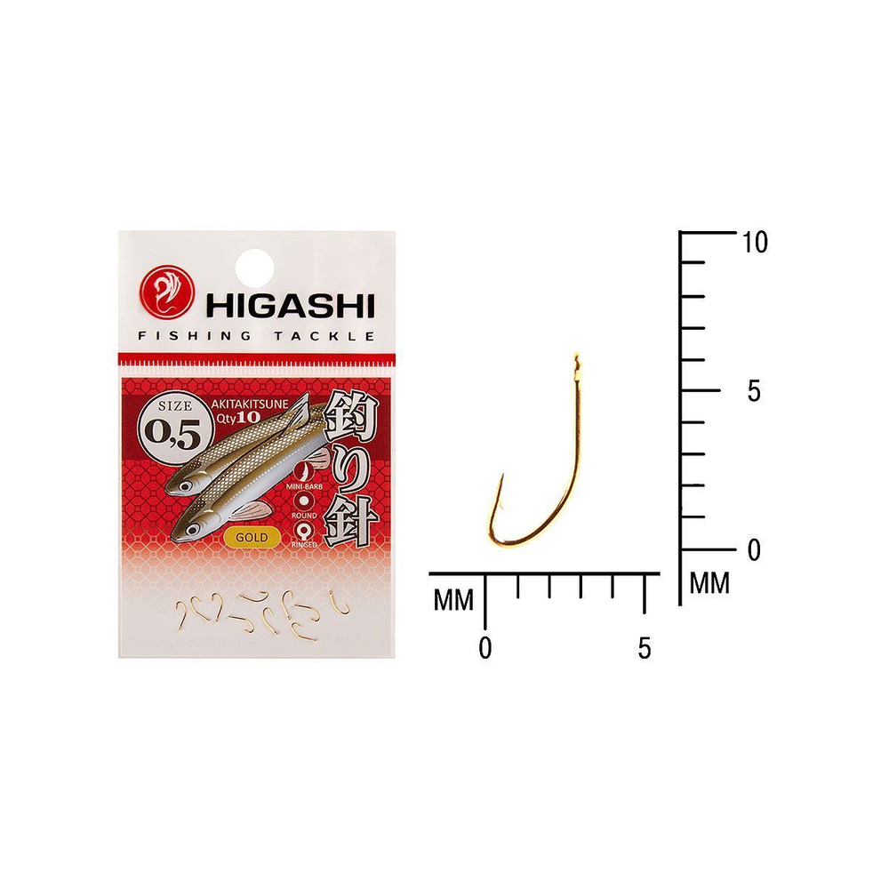 Крючок одинарный HIGASHI Akitakitsune ringed #2 Gold