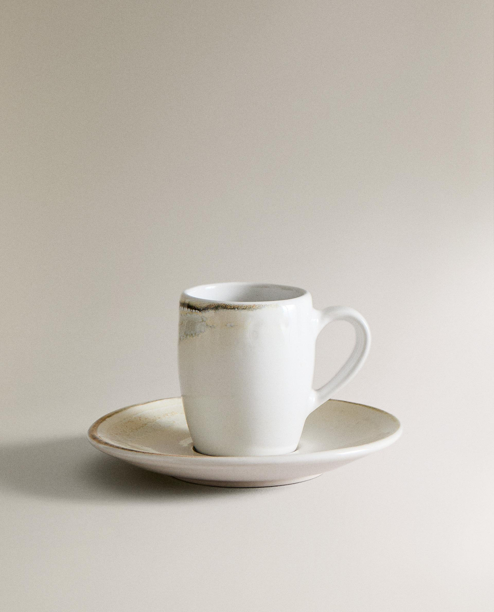Zara Home чайная пара из каменной керамики, цвет бежевый, 13 см