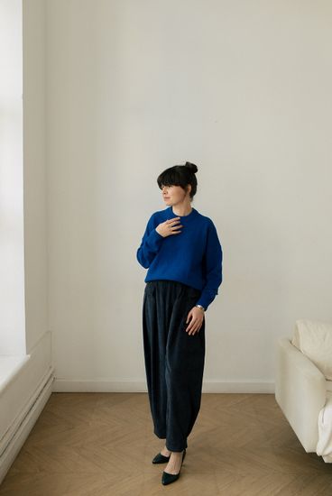 Джемпер Л.Т., 100% шерсть ягнёнка, цвет сапфир.