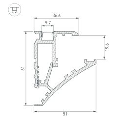 Профиль SHELF-600-2000 ANOD (Arlight, Алюминий) 060498