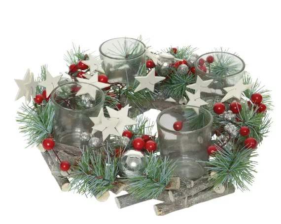 Настольная композиция - подсвечник Рождественский мотив 22*8 см., Kaemingk (720050)