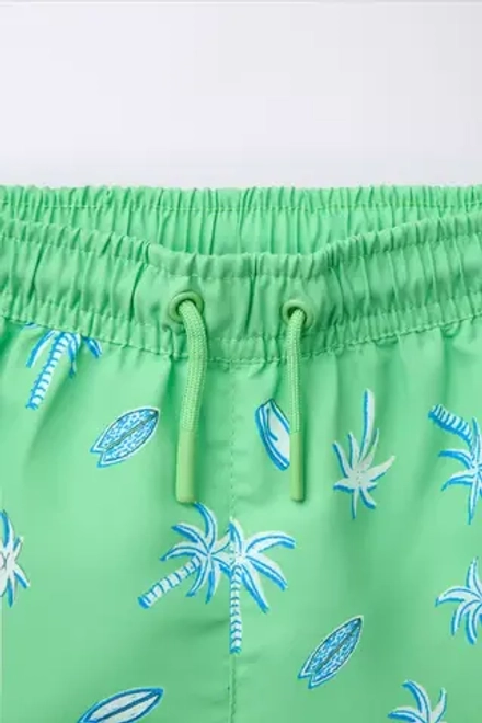 ZARA ПЛАВКИ С ПРИНТОМ «ПАЛЬМА И СЕРФИНГ», ЗЕЛЕНЫЙ