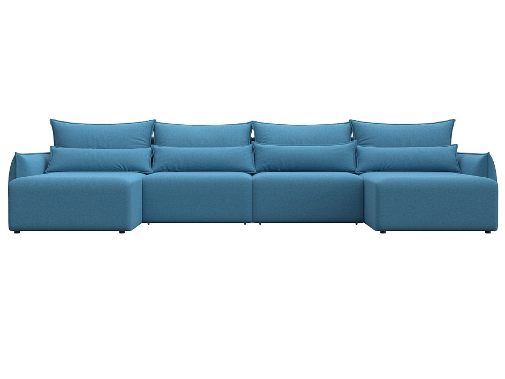 Диван П-образный Лига-051 НПБ Лонг РОГОЖКА Амур 10 голубой