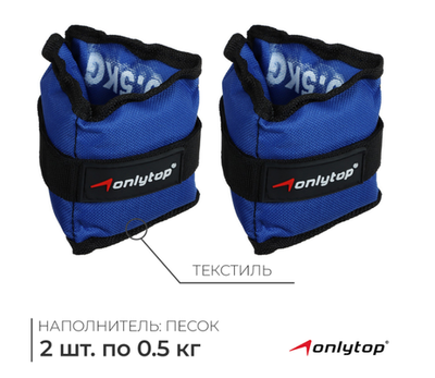 Утяжелители ONLYTOP, 2 шт. × 0.5 кг, цвет синий