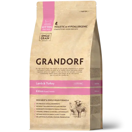 Сухой корм GRANDORF CAT Lamb&Turkey KITTEN, Ягненок с индейкой для котят 0,4кг