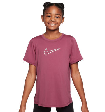 Футболка для мальчика теннисная Nike Kids One Fitted Dri-Fit Short Sleeve - sweet beet/white