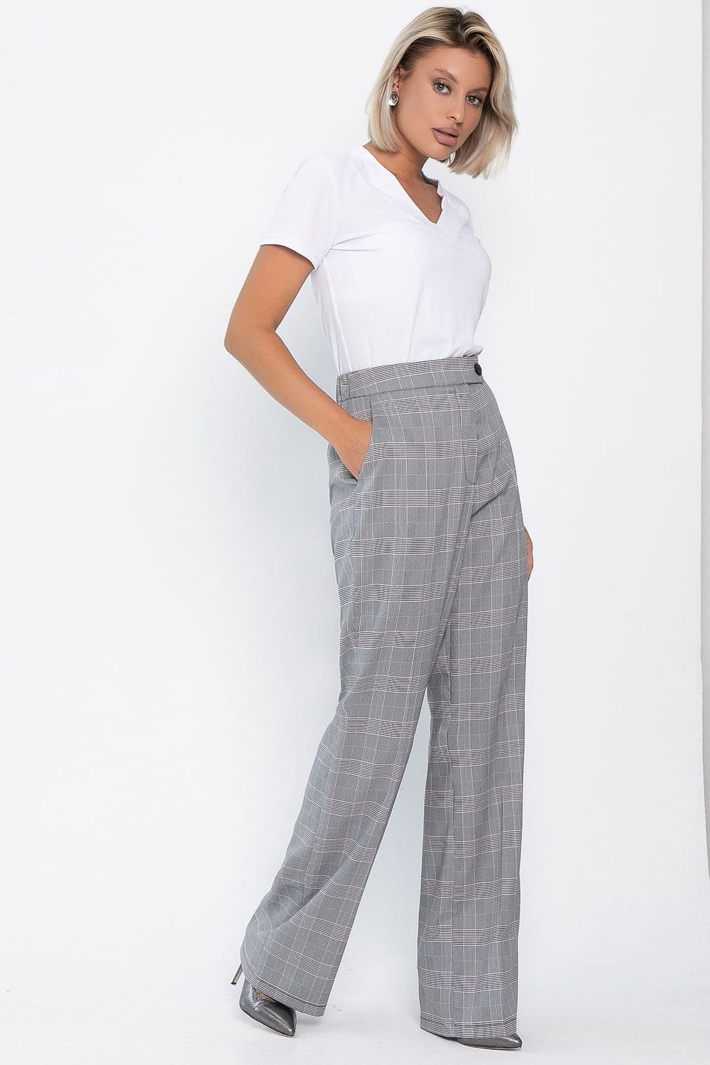 Брюки Брайн (серые/клетка) Б14105-34М LT Collection