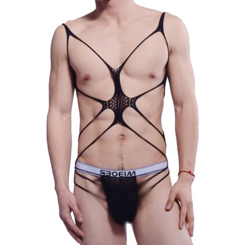 Мужское эротическое боди черное Romeo Rossi RR9114-9