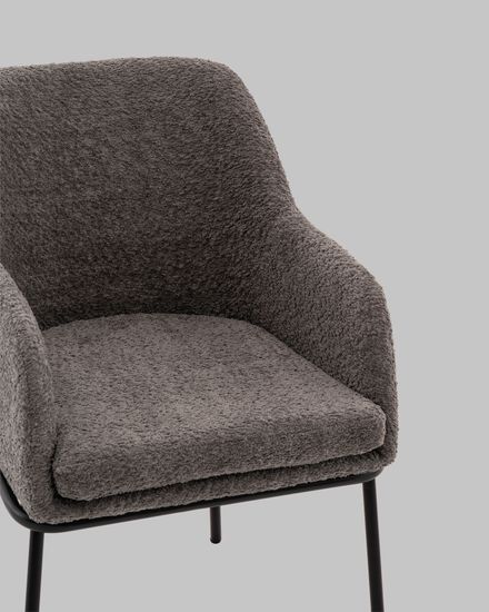 Стул с подлокотниками Кози new ткань букле тёмно-серый